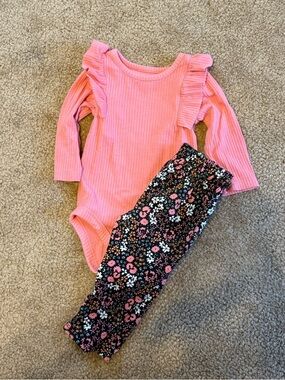 Cat & Jack Pink Ribbed Onesie & pants